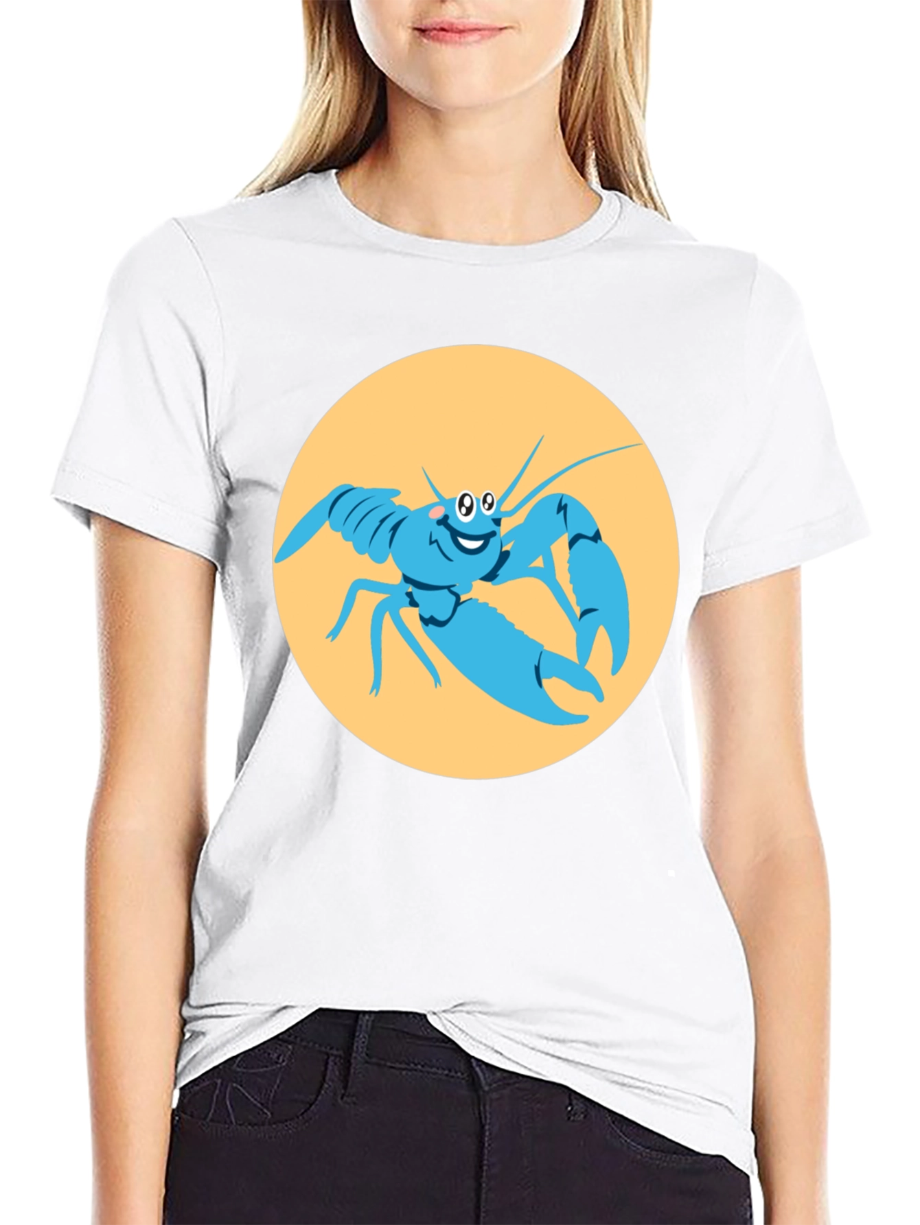 Funny Lobster Graphic Black T-Shirt