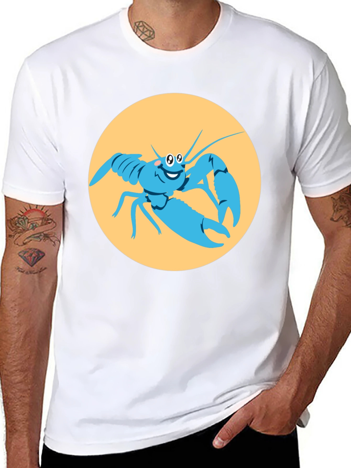 Funny Lobster Graphic Black T-Shirt