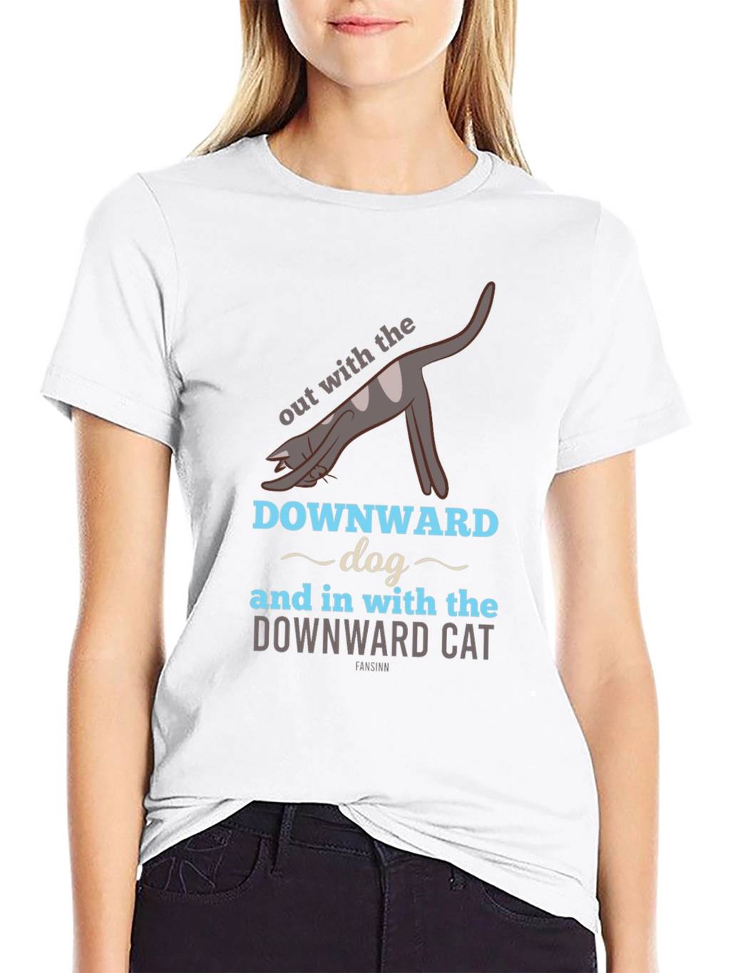 Downward Cat T-Shirt - Yoga Inspired Funny Tee