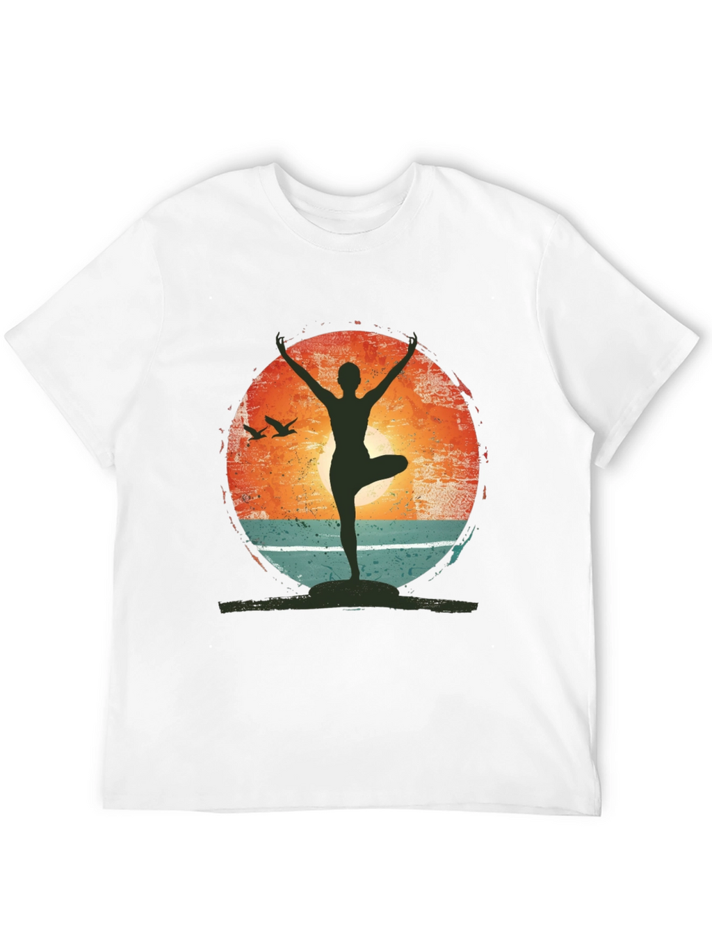 Yoga Pose Graphic T-Shirt - Nature Sunset Design
