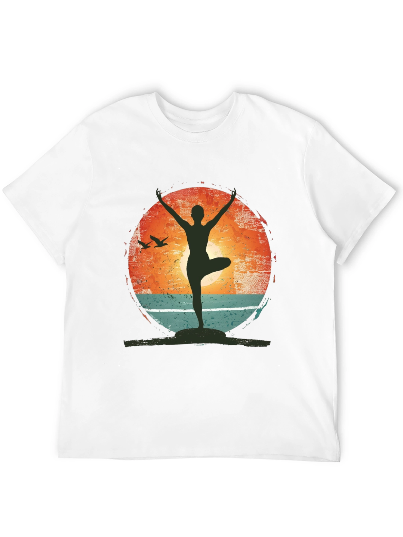 Yoga Pose Graphic T-Shirt - Nature Sunset Design