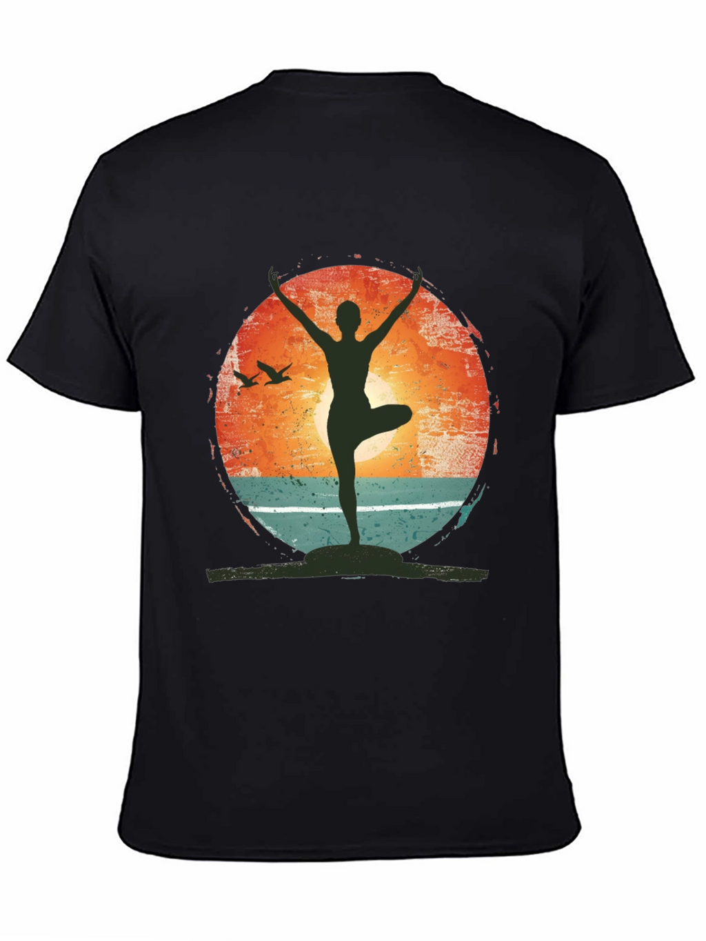 Yoga Pose Graphic T-Shirt - Nature Sunset Design