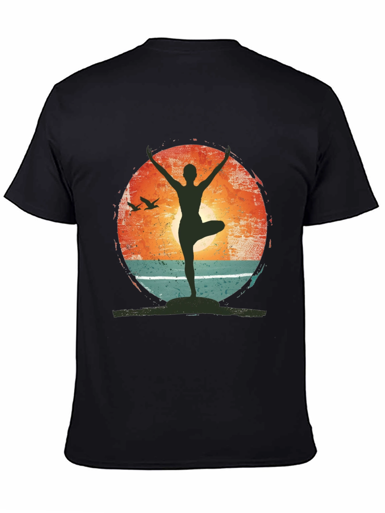 Yoga Pose Graphic T-Shirt - Nature Sunset Design