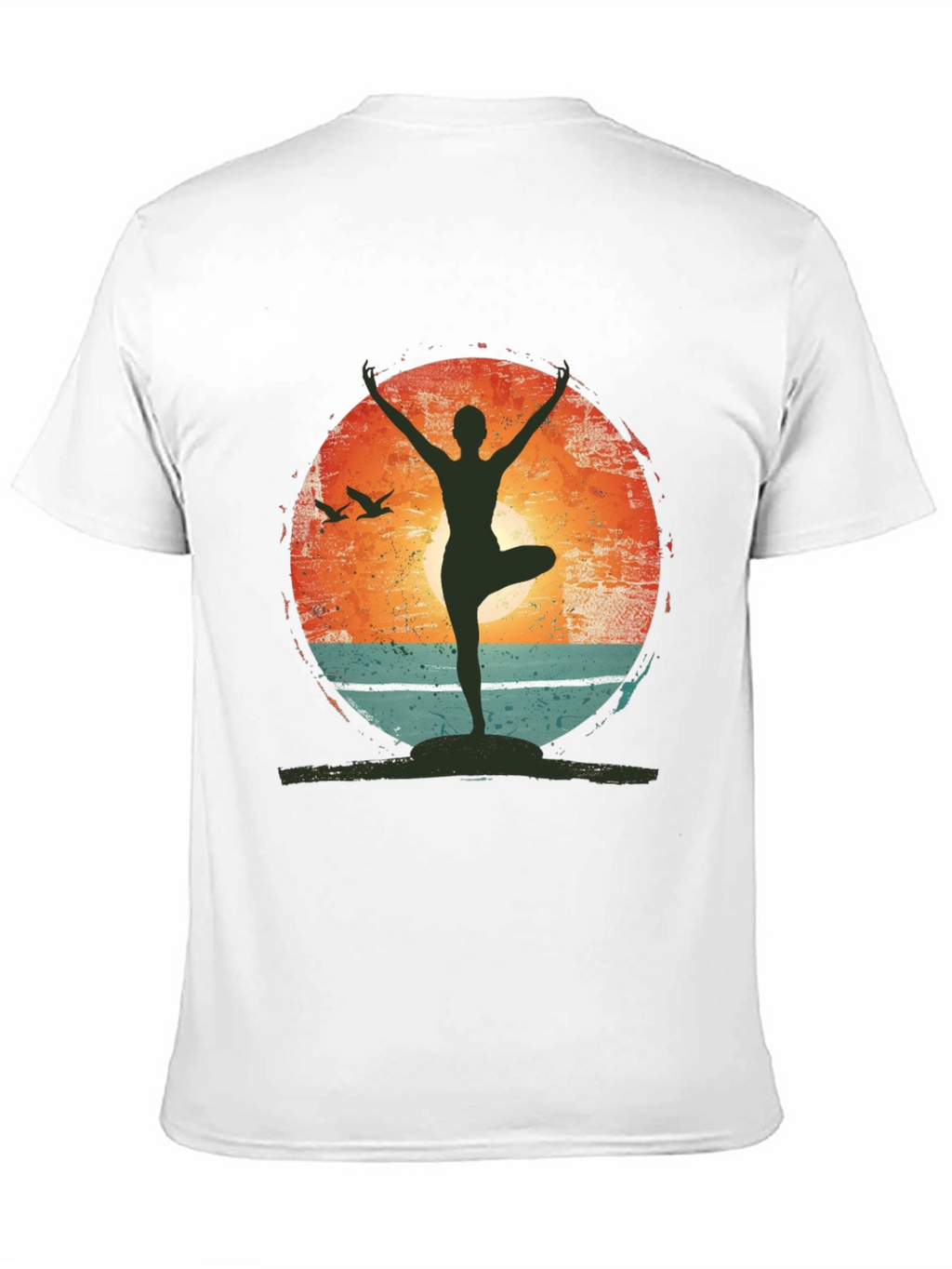 Yoga Pose Graphic T-Shirt - Nature Sunset Design