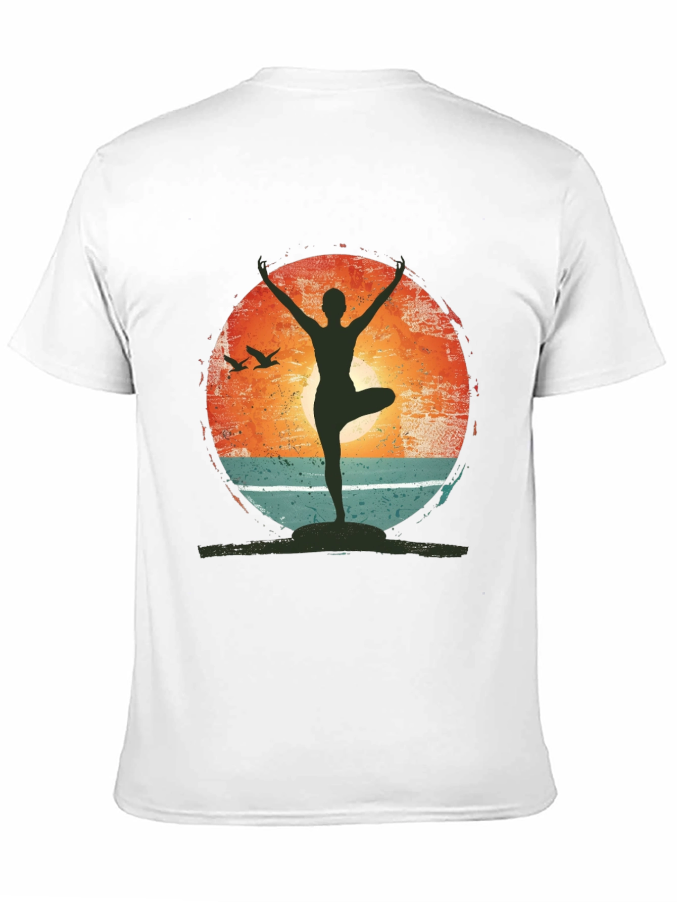 Yoga Pose Graphic T-Shirt - Nature Sunset Design