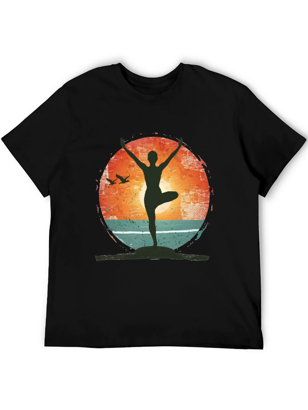 Yoga Pose Graphic T-Shirt - Nature Sunset Design