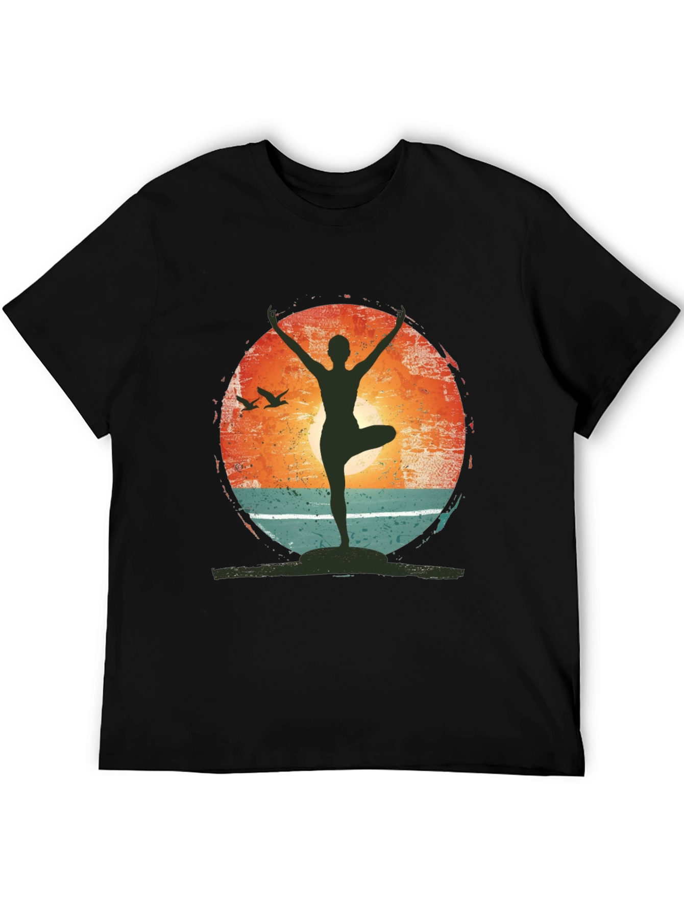 Yoga Pose Graphic T-Shirt - Nature Sunset Design