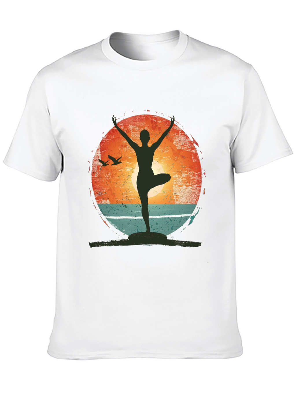 Yoga Pose Graphic T-Shirt - Nature Sunset Design