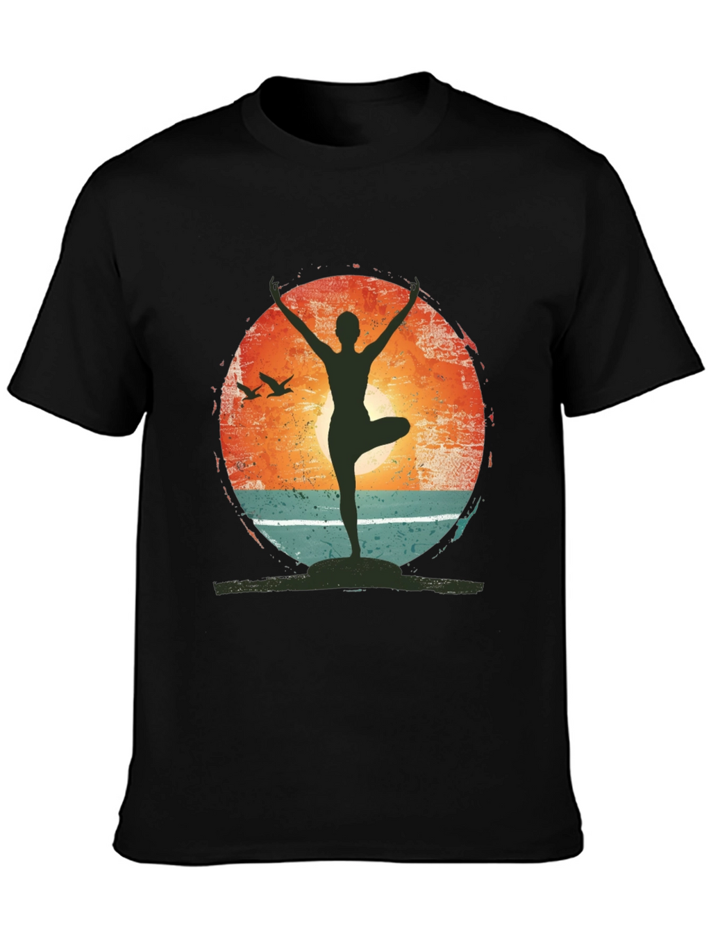 Yoga Pose Graphic T-Shirt - Nature Sunset Design