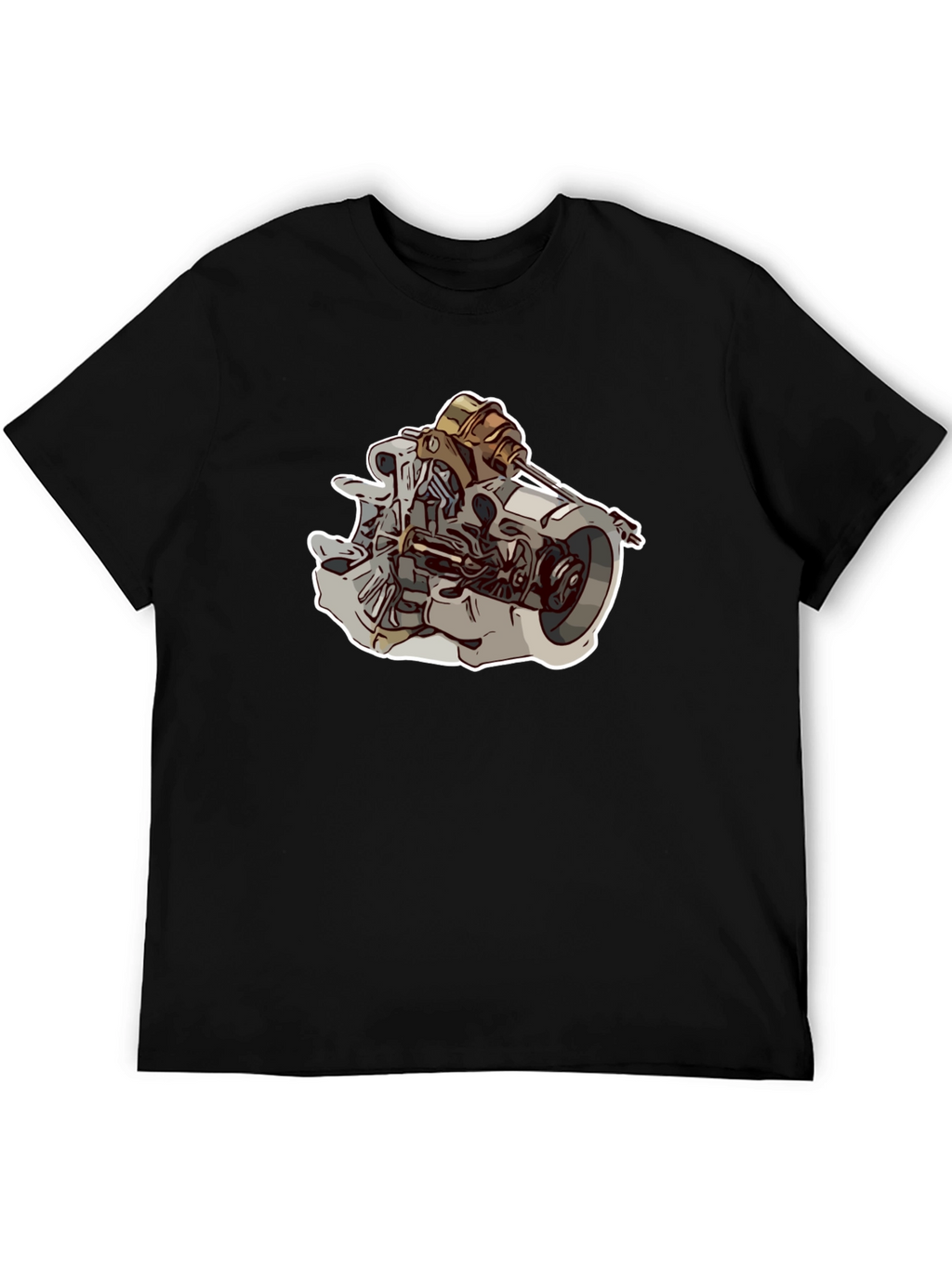 Engine Graphic Black T-Shirt for Men