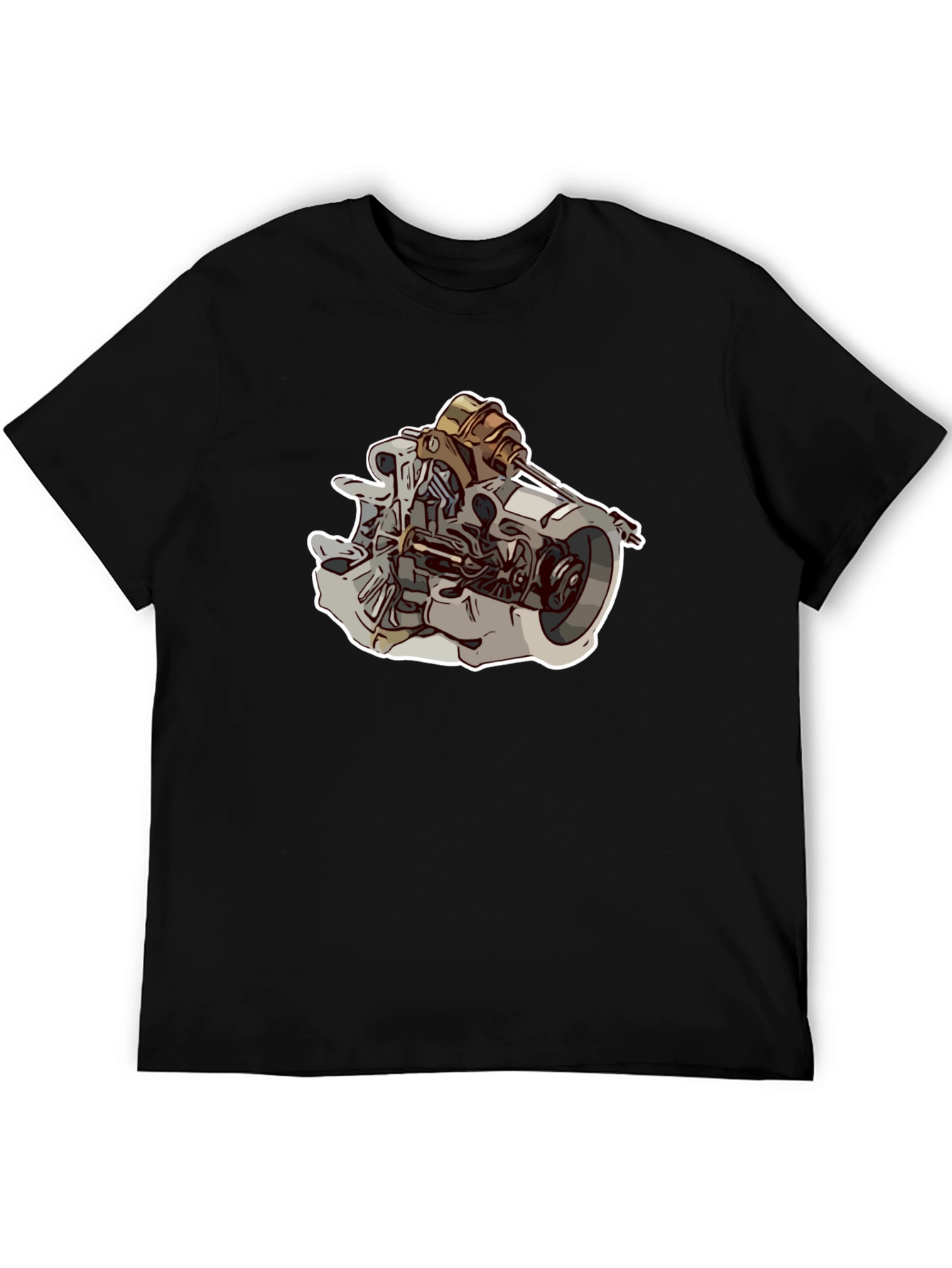 Engine Graphic Black T-Shirt for Men