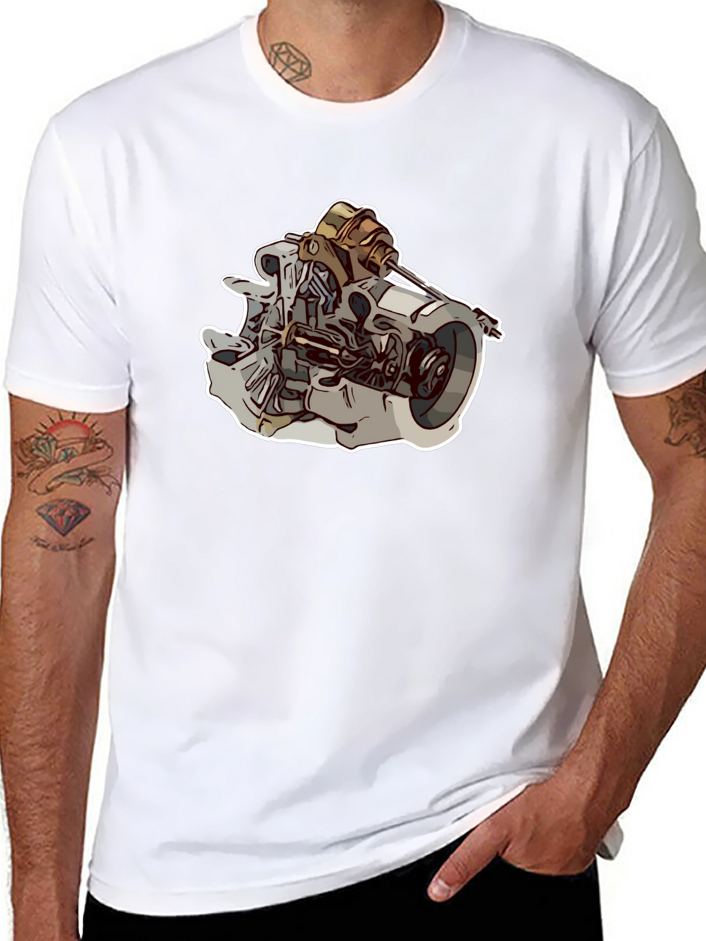 Engine Graphic Black T-Shirt for Men