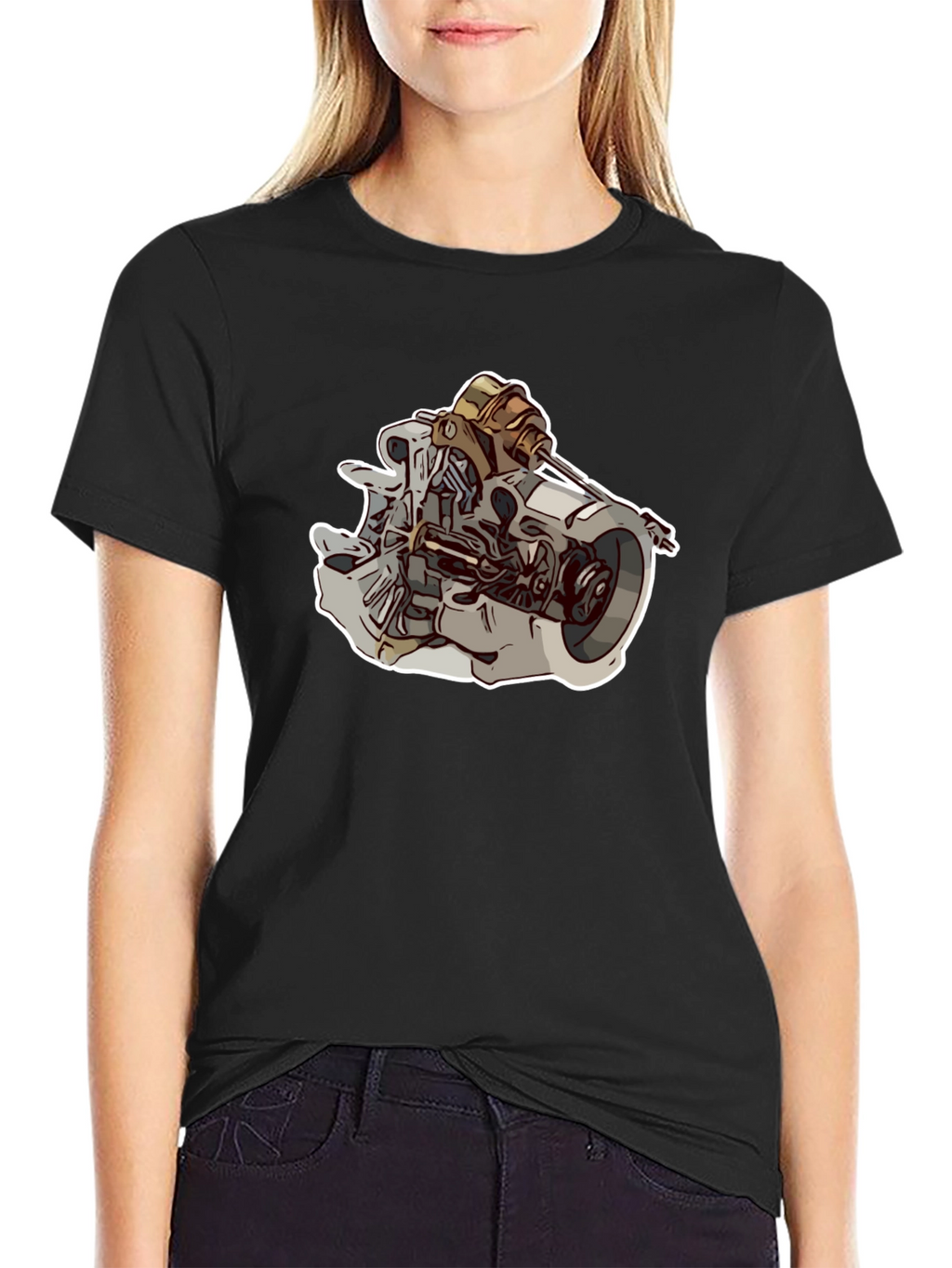 Engine Graphic Black T-Shirt for Men