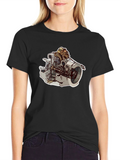 Engine Graphic Black T-Shirt for Men