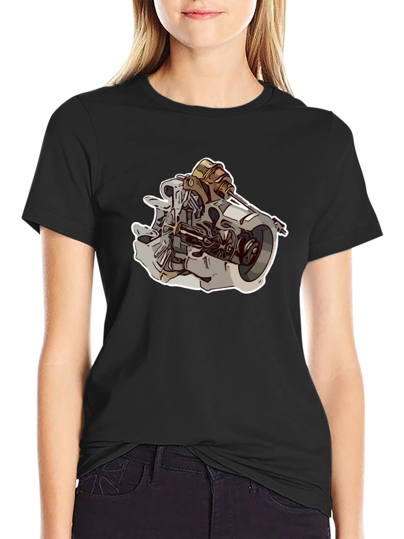 Engine Graphic Black T-Shirt for Men