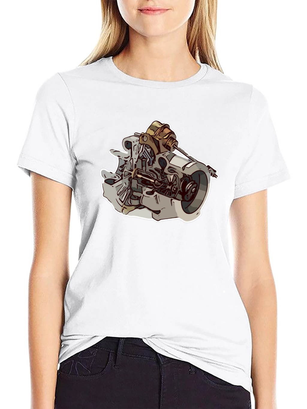 Engine Graphic Black T-Shirt for Men