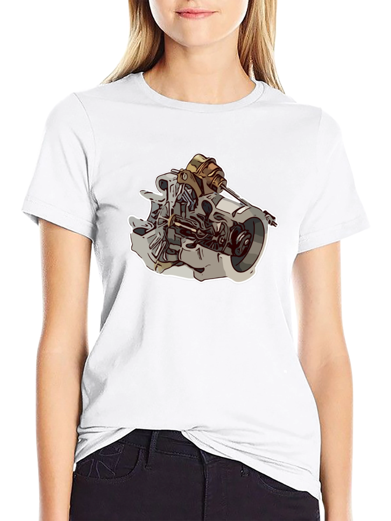 Engine Graphic Black T-Shirt for Men