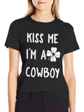 Kiss Me Im a Cowboy St. Patricks Day T-Shirt