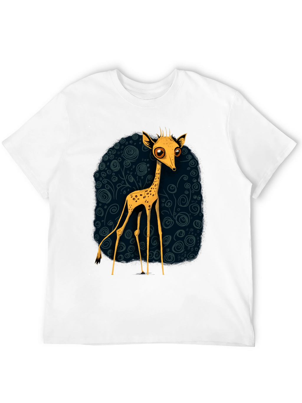 Cartoon Giraffe Graphic Tee - Quirky Black T-Shirt