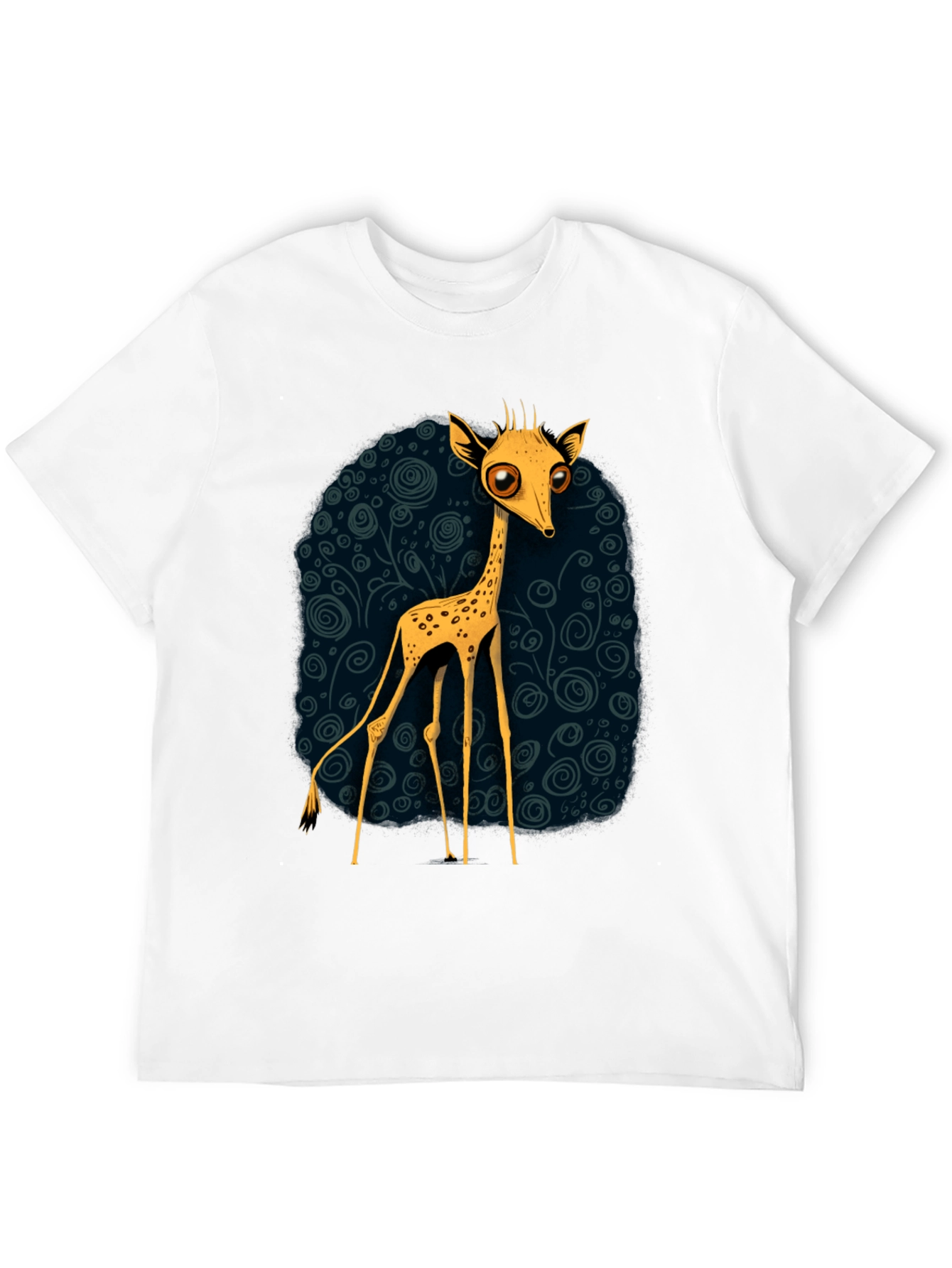 Cartoon Giraffe Graphic Tee - Quirky Black T-Shirt