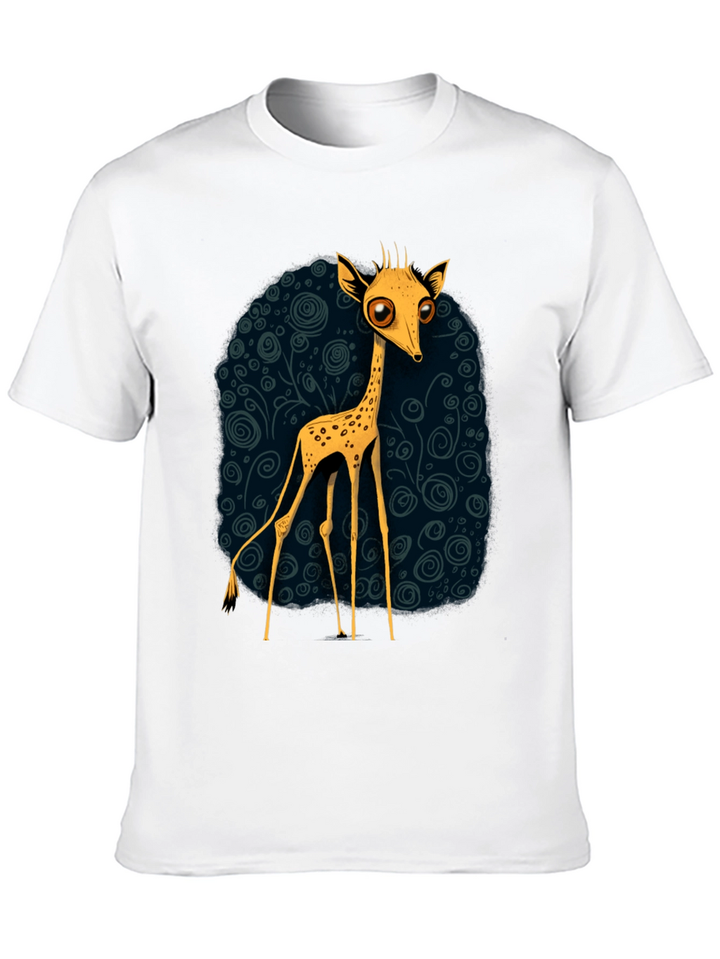 Cartoon Giraffe Graphic Tee - Quirky Black T-Shirt