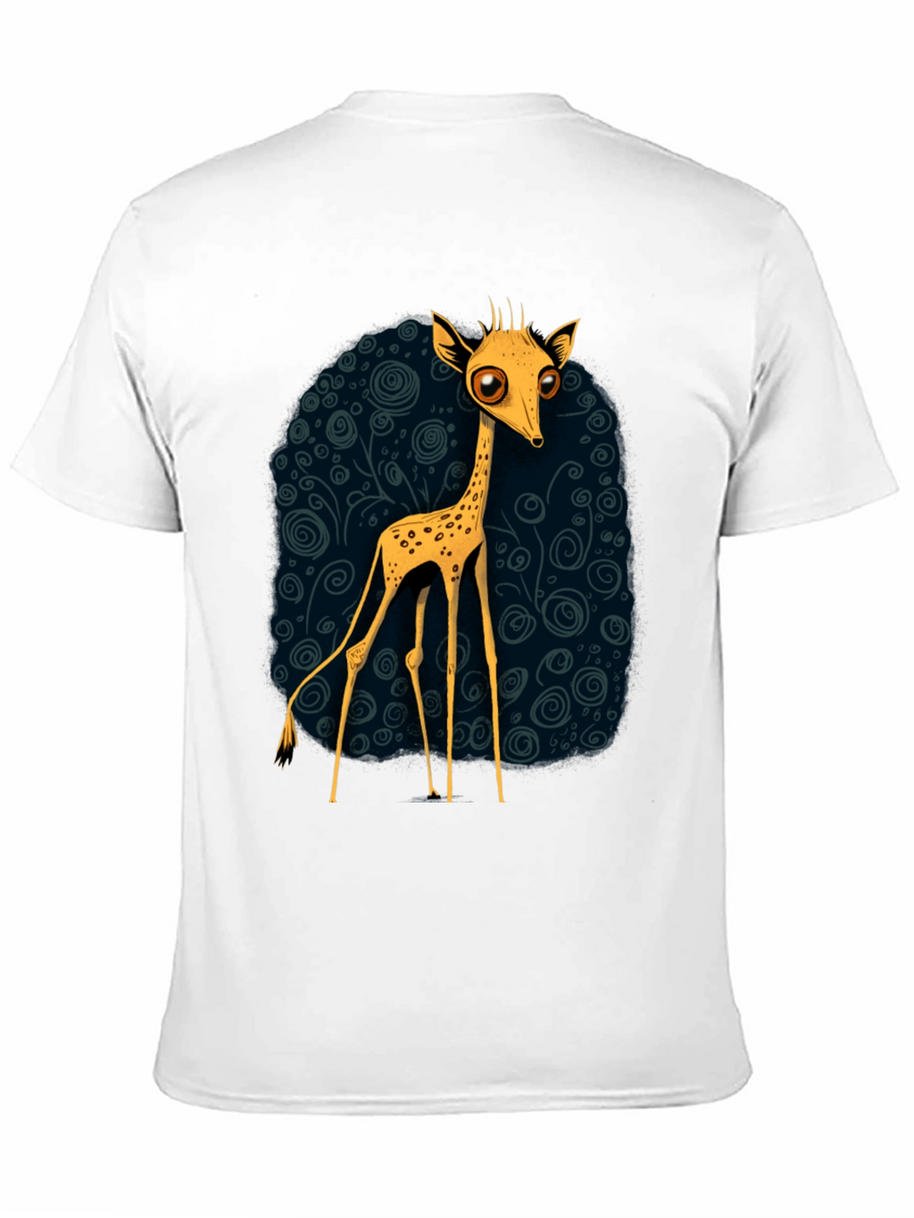 Cartoon Giraffe Graphic Tee - Quirky Black T-Shirt