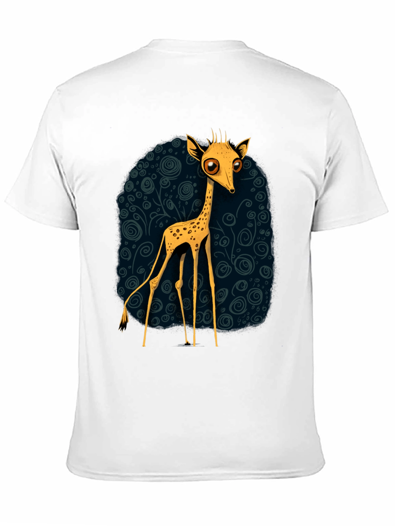 Cartoon Giraffe Graphic Tee - Quirky Black T-Shirt