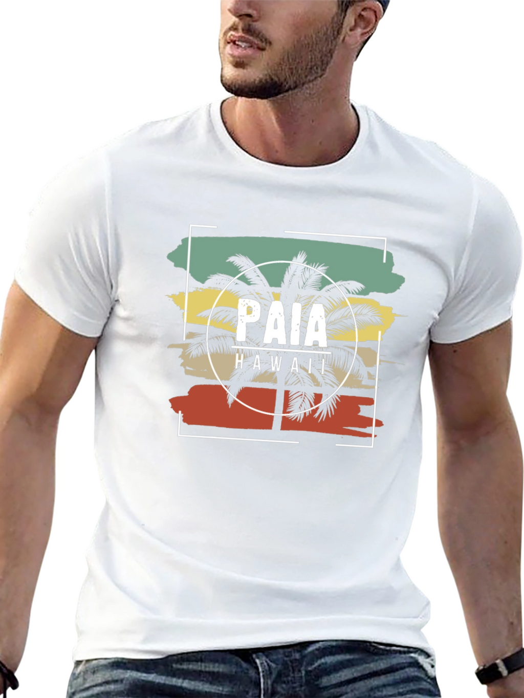 Paia Hawaii Retro Palm Tree Graphic T-Shirt