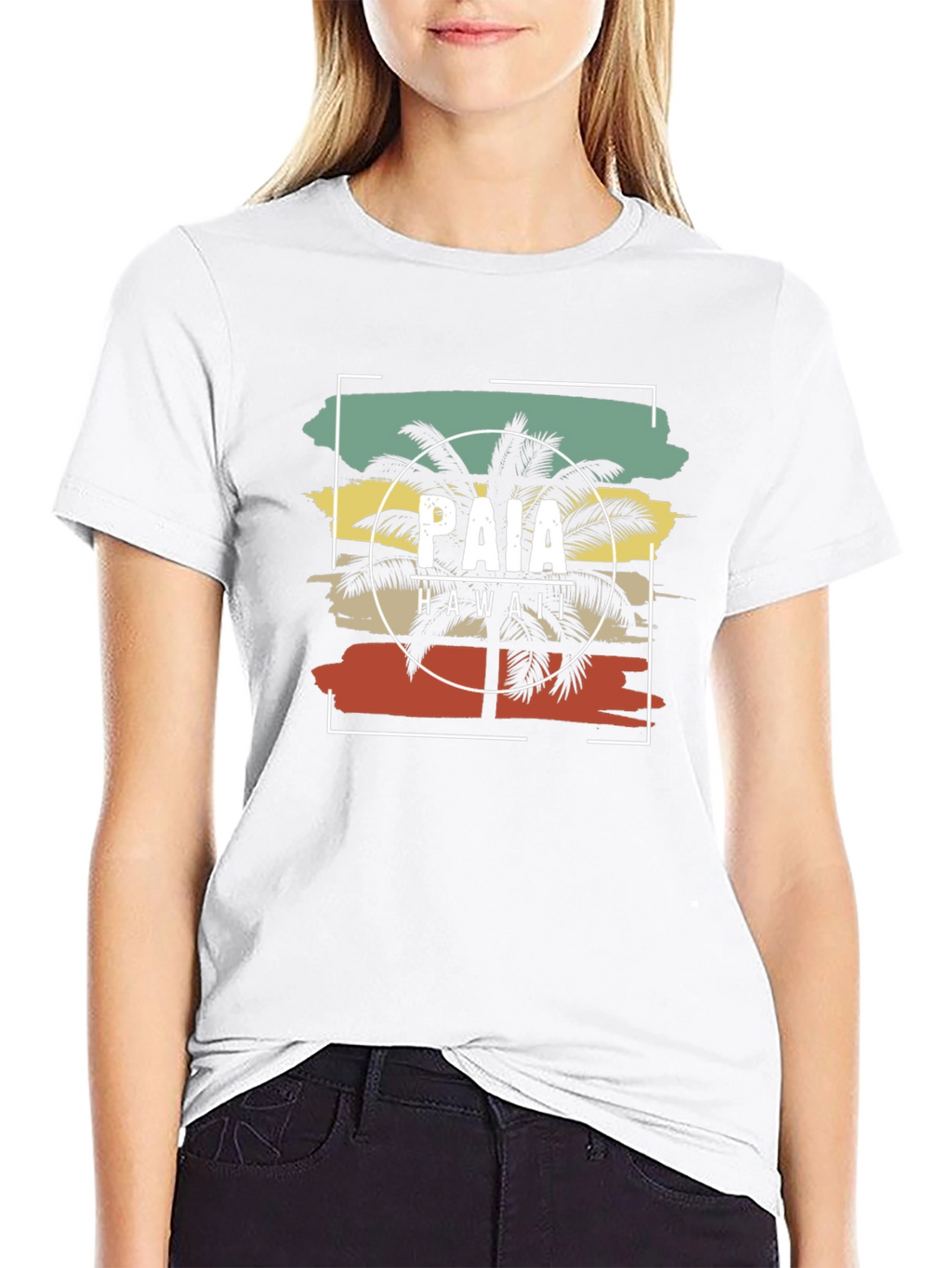 Paia Hawaii Retro Palm Tree Graphic T-Shirt