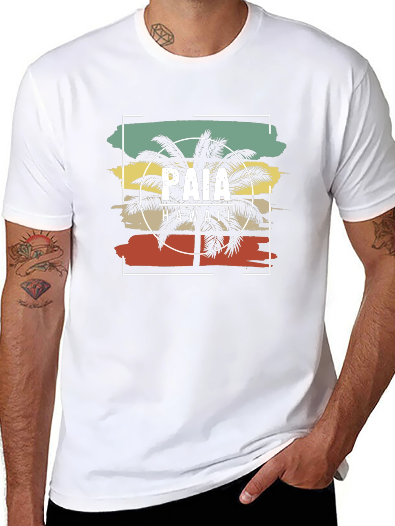 Paia Hawaii Retro Palm Tree Graphic T-Shirt