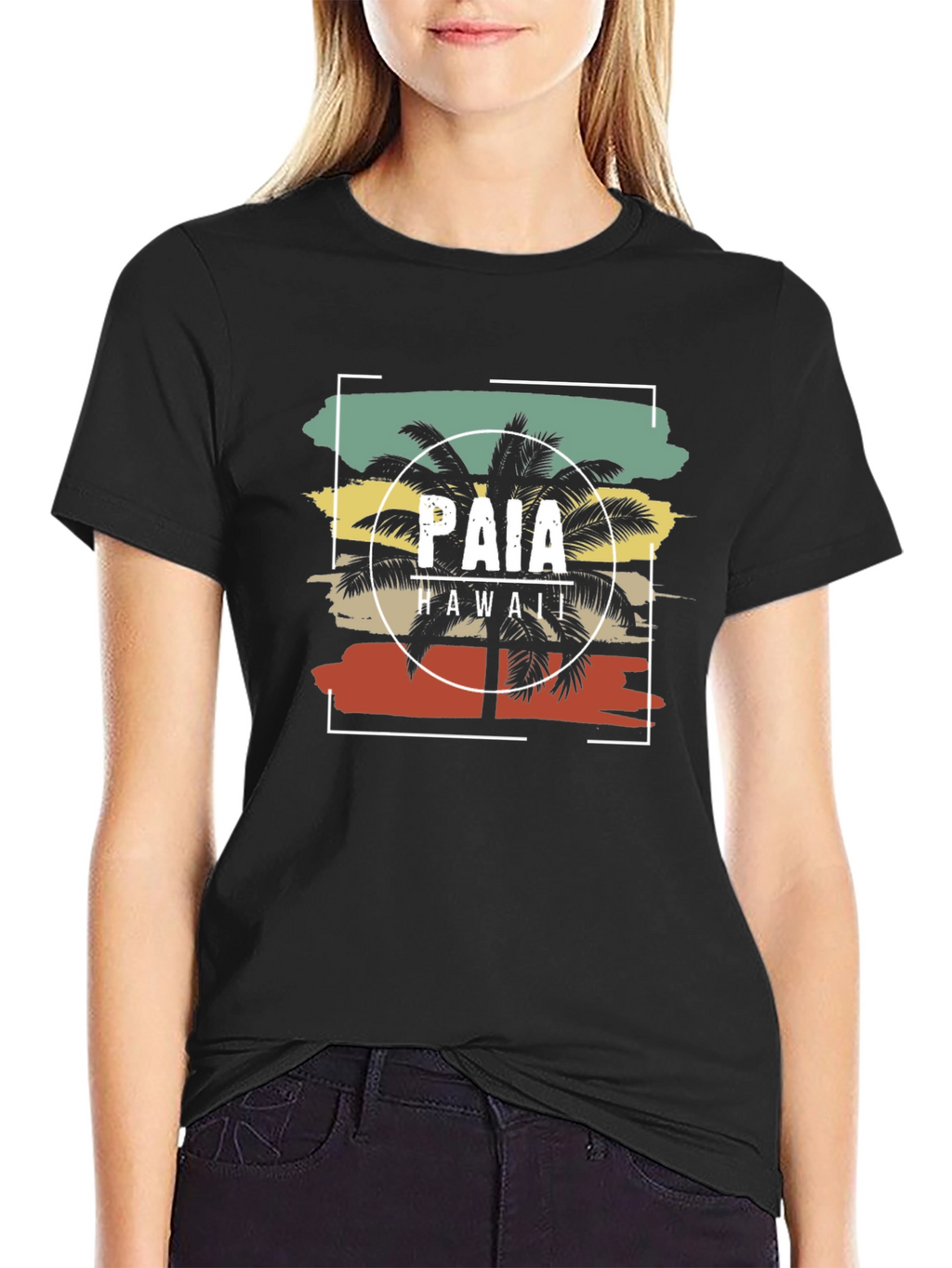 Paia Hawaii Retro Palm Tree Graphic T-Shirt