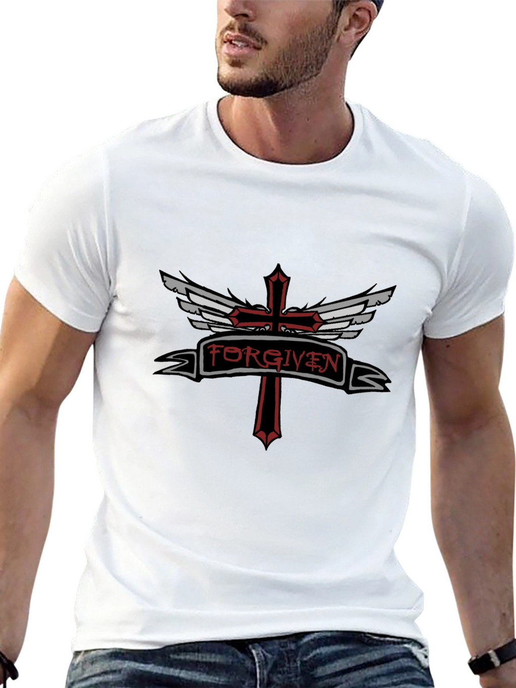 Forgiven Cross Graphic Tee - Religious Inspired Design
