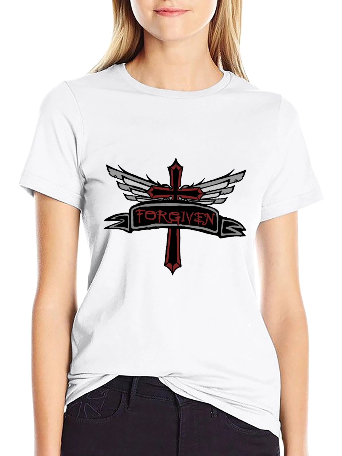 Forgiven Cross Graphic Tee - Religious Inspired Design