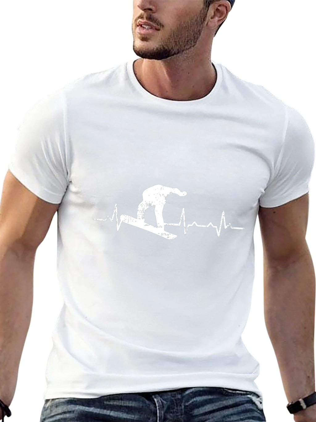 Snowboard Heartbeat T-Shirt - Black Graphic Tee