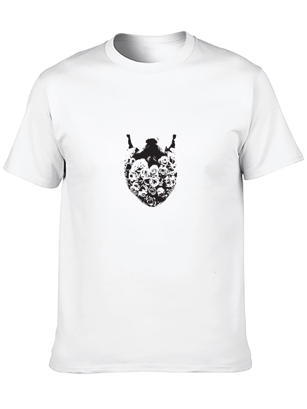 Mens Black Graphic Tee - Skull Beard Design