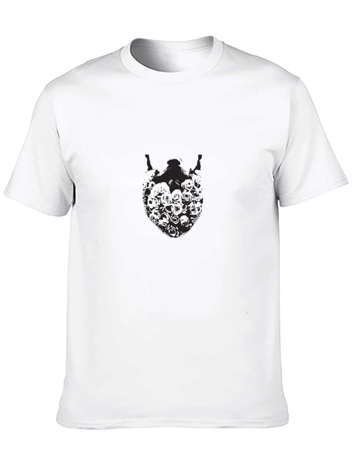 Mens Black Graphic Tee - Skull Beard Design