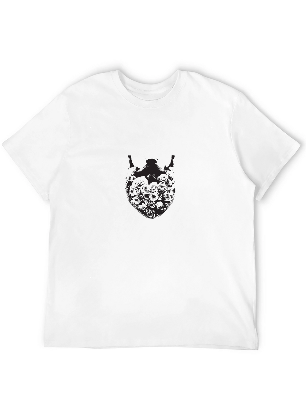 Mens Black Graphic Tee - Skull Beard Design