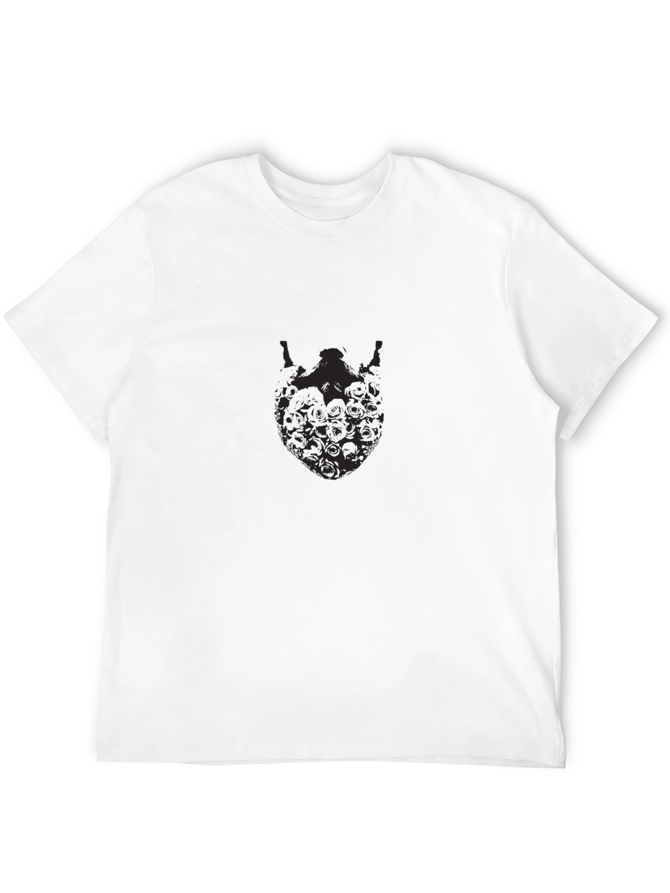 Mens Black Graphic Tee - Skull Beard Design