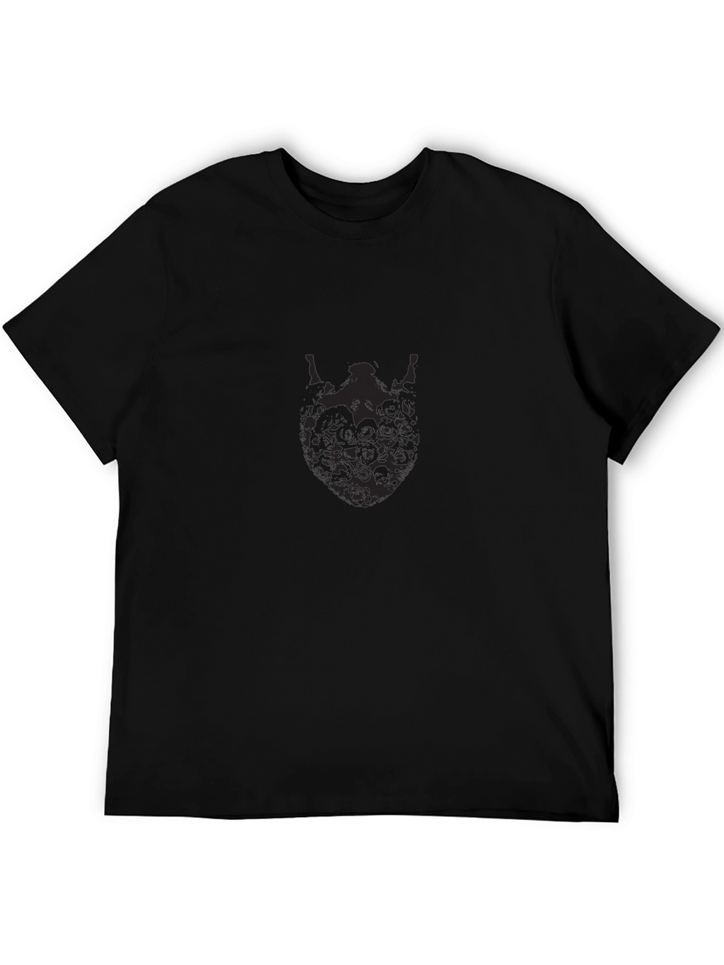Mens Black Graphic Tee - Skull Beard Design