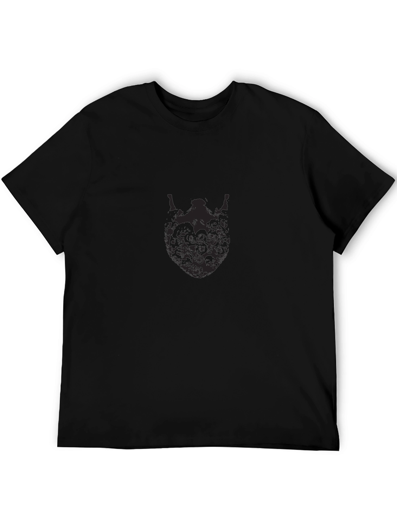 Mens Black Graphic Tee - Skull Beard Design