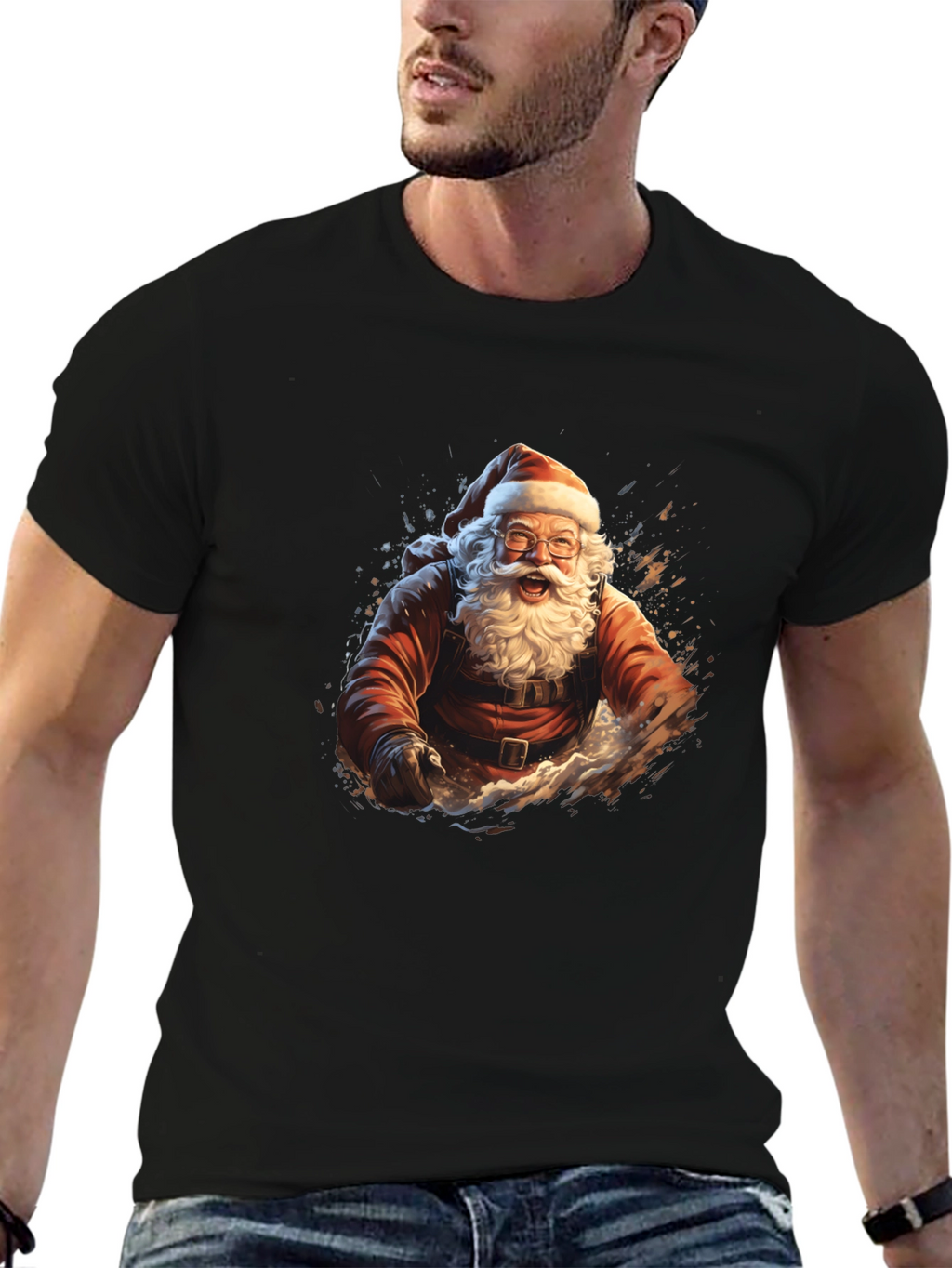 Santa Claus Graphic Tee - Black T-Shirt