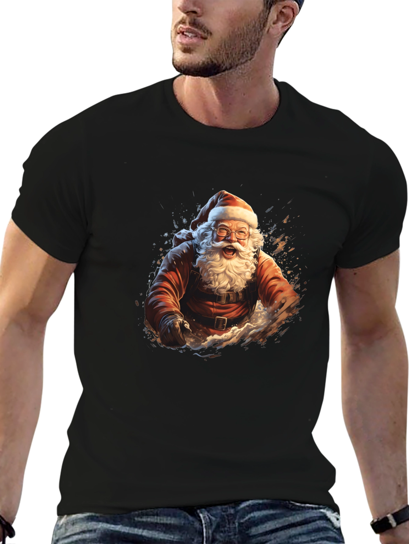 Santa Claus Graphic Tee - Black T-Shirt