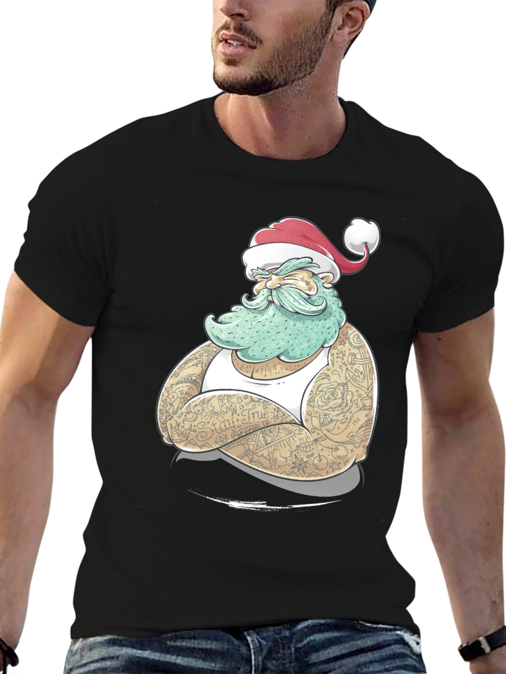 Tattooed Santa Graphic Tee