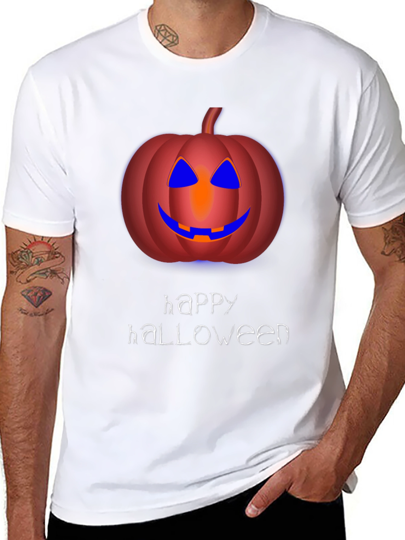 Happy Halloween Pumpkin Graphic Tee - Mens Black T-Shirt