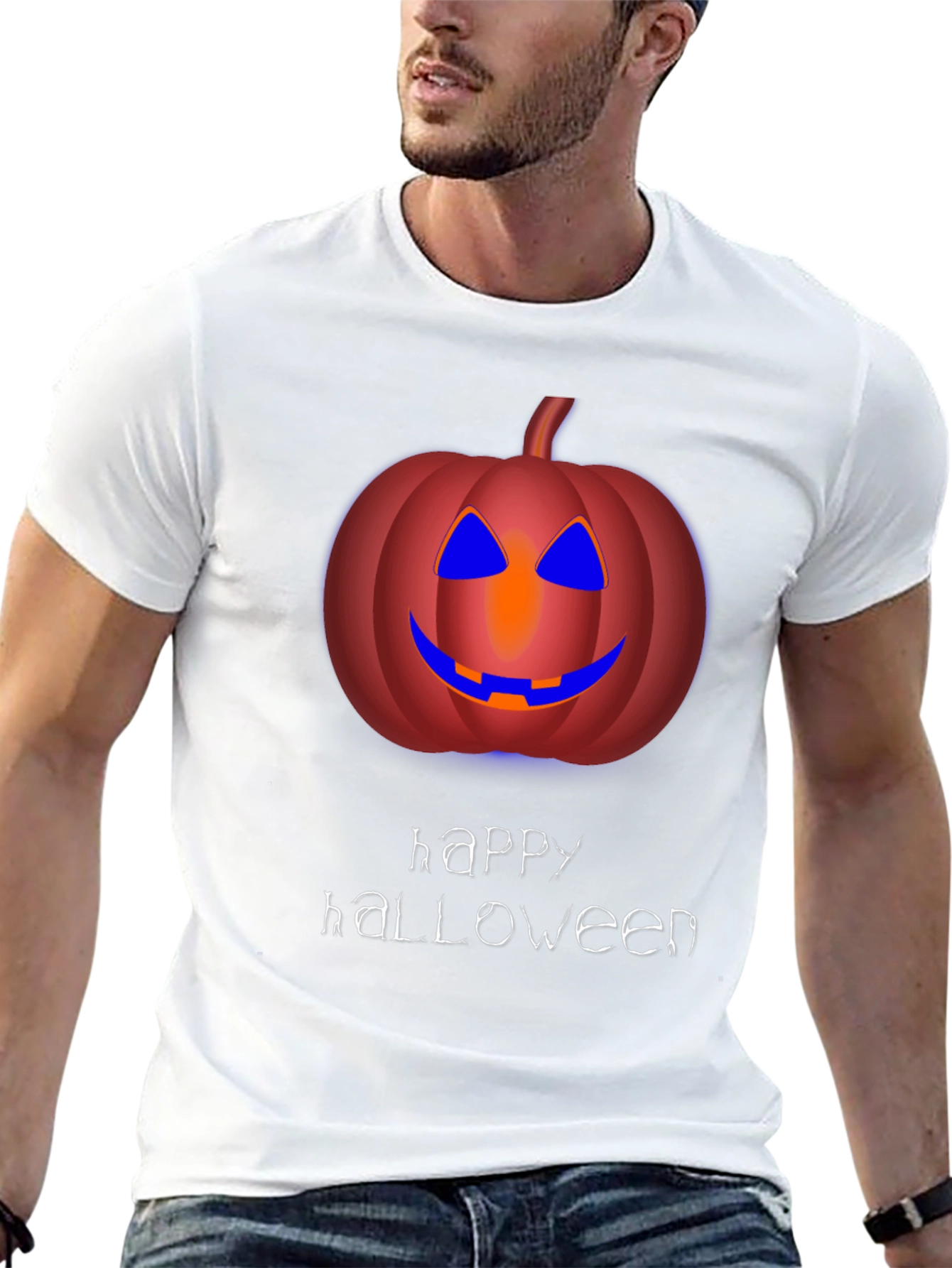 Happy Halloween Pumpkin Graphic Tee - Mens Black T-Shirt