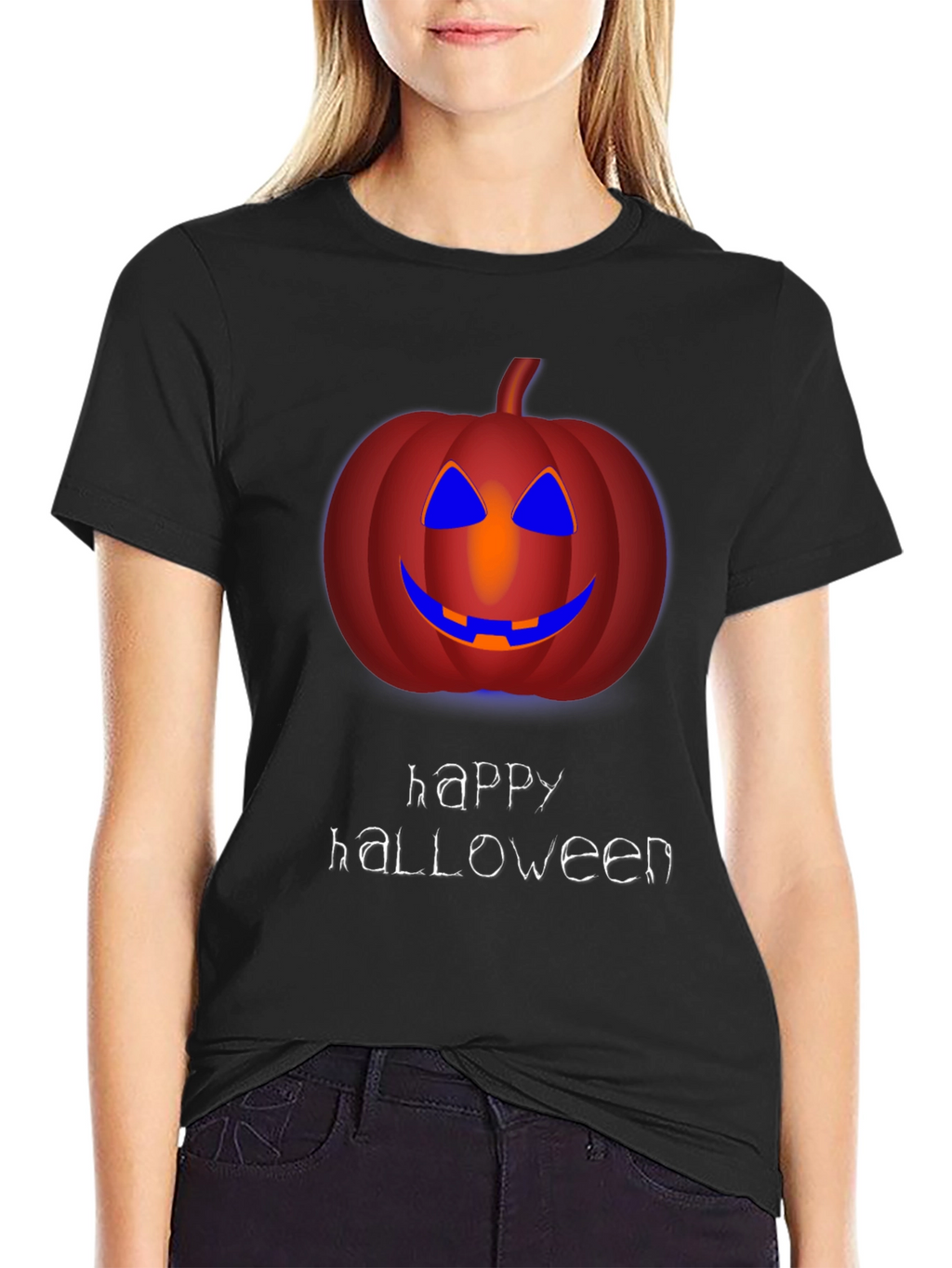 Happy Halloween Pumpkin Graphic Tee - Mens Black T-Shirt