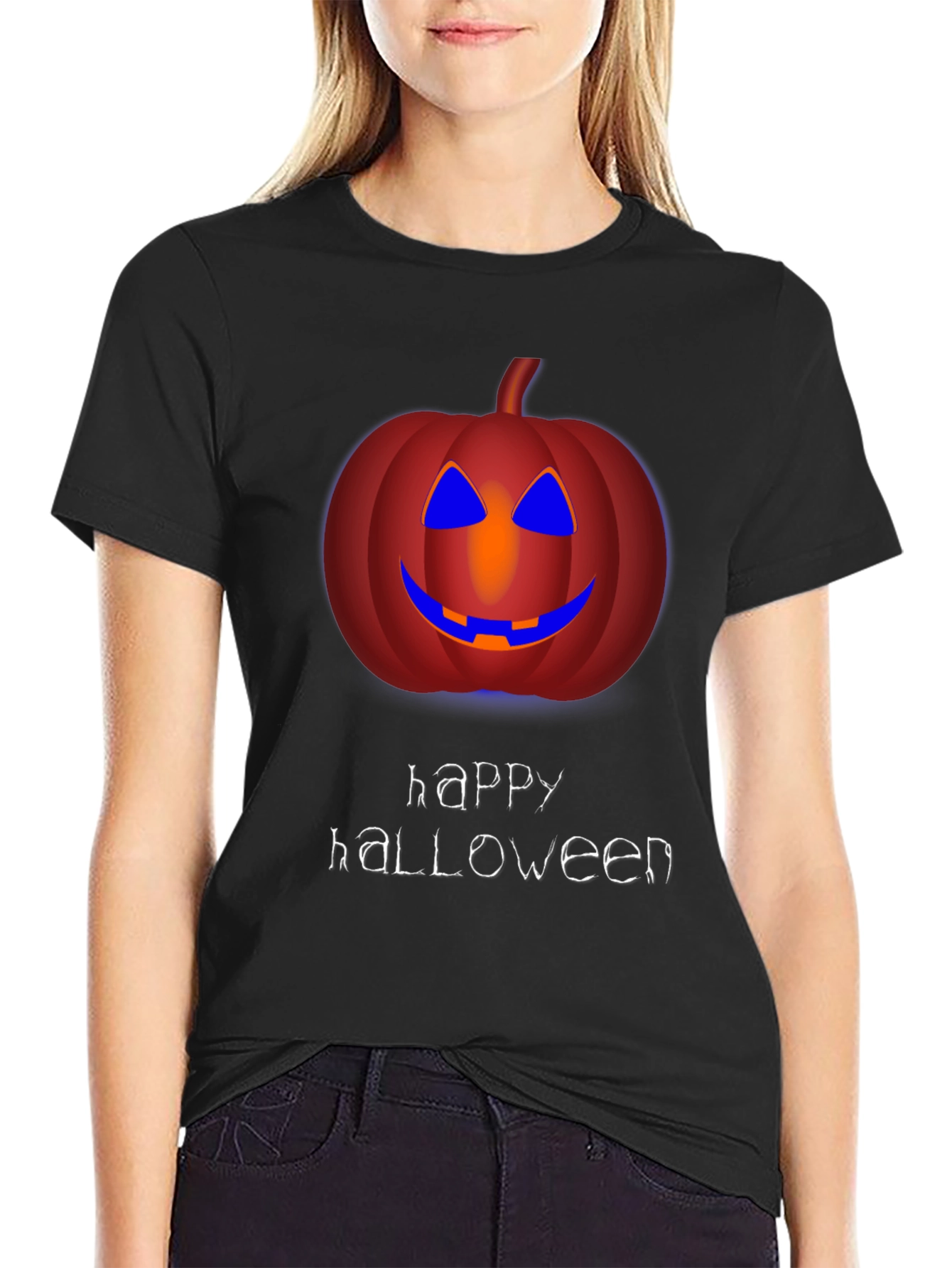 Happy Halloween Pumpkin Graphic Tee - Mens Black T-Shirt