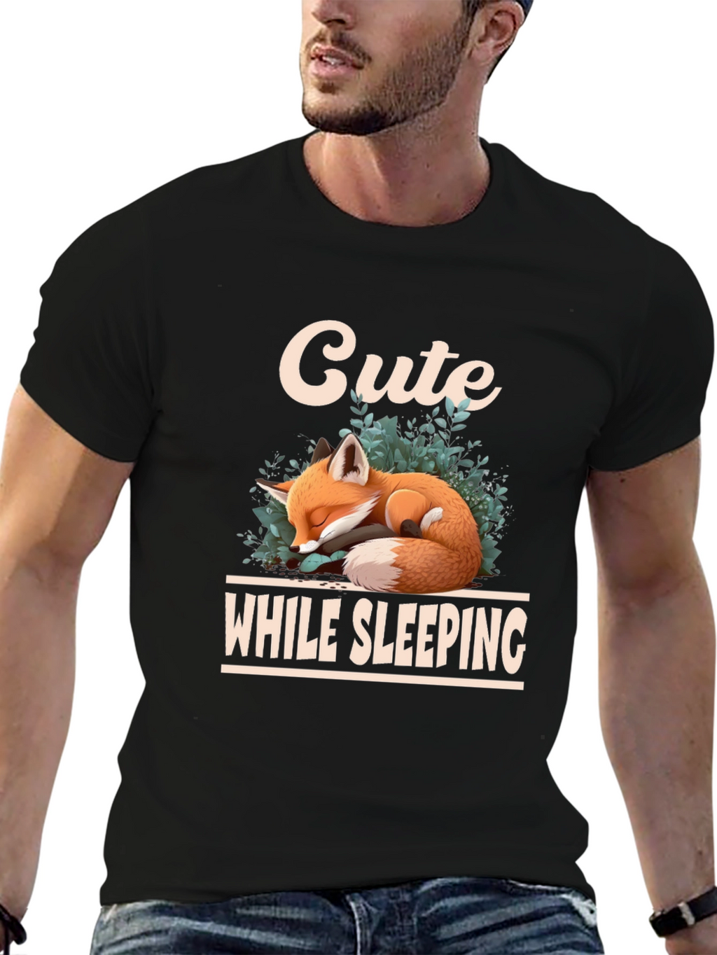 Cute Sleeping Fox Graphic T-Shirt