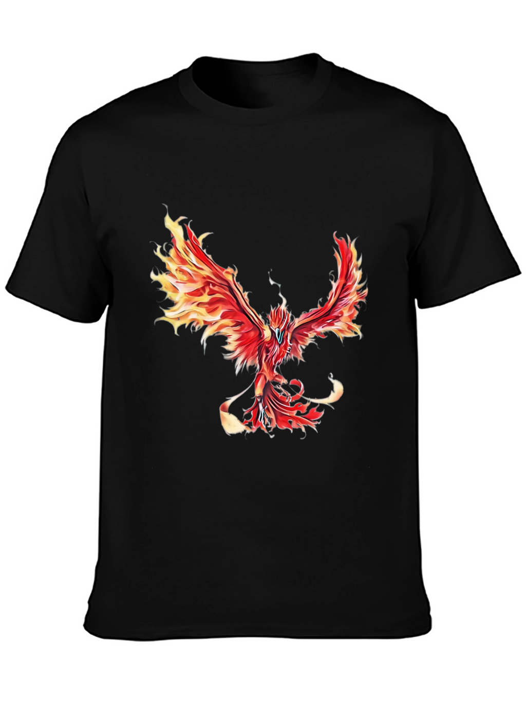 Fiery Phoenix Graphic Tee - Black Cotton Blend