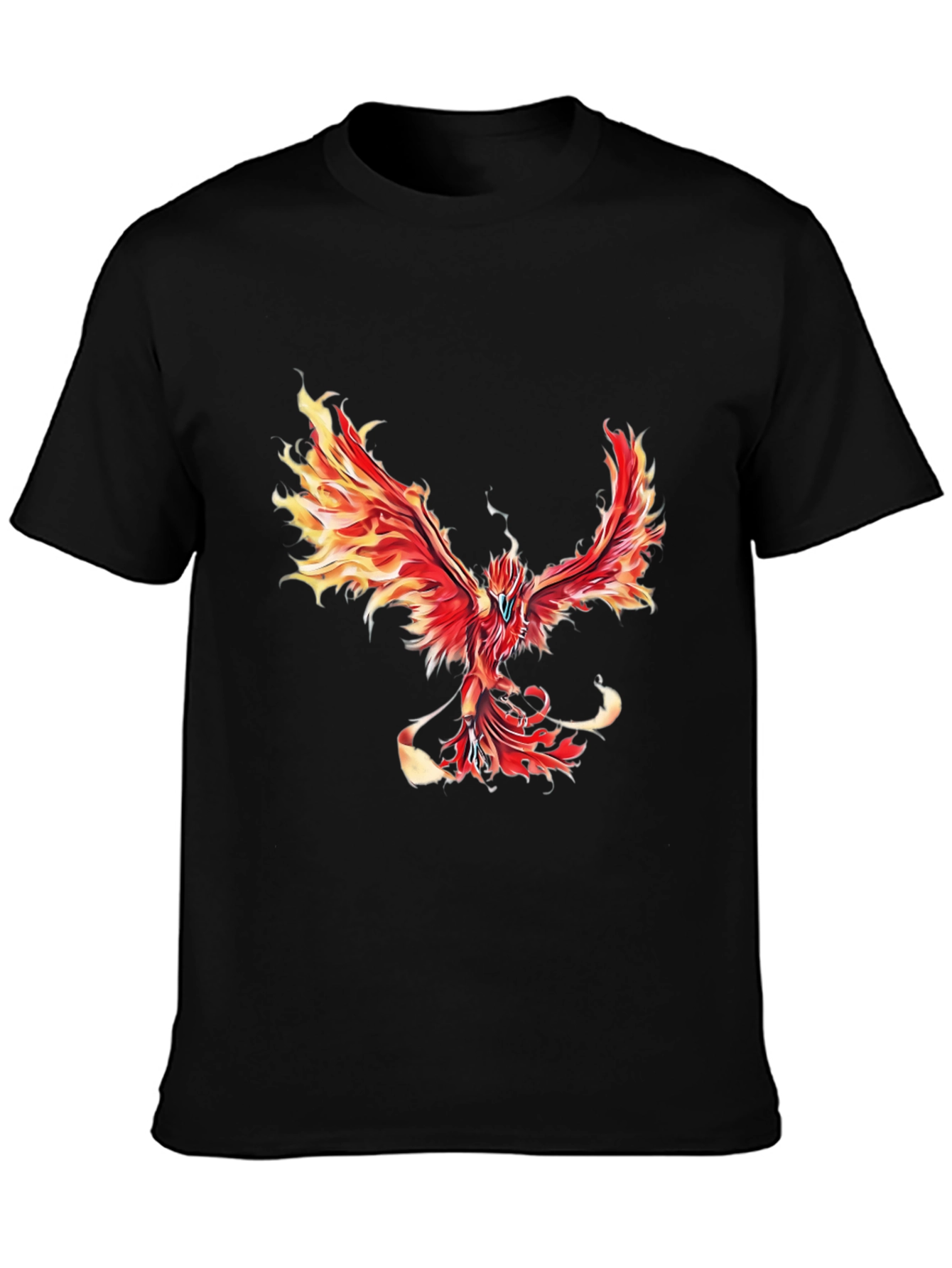 Fiery Phoenix Graphic Tee - Black Cotton Blend